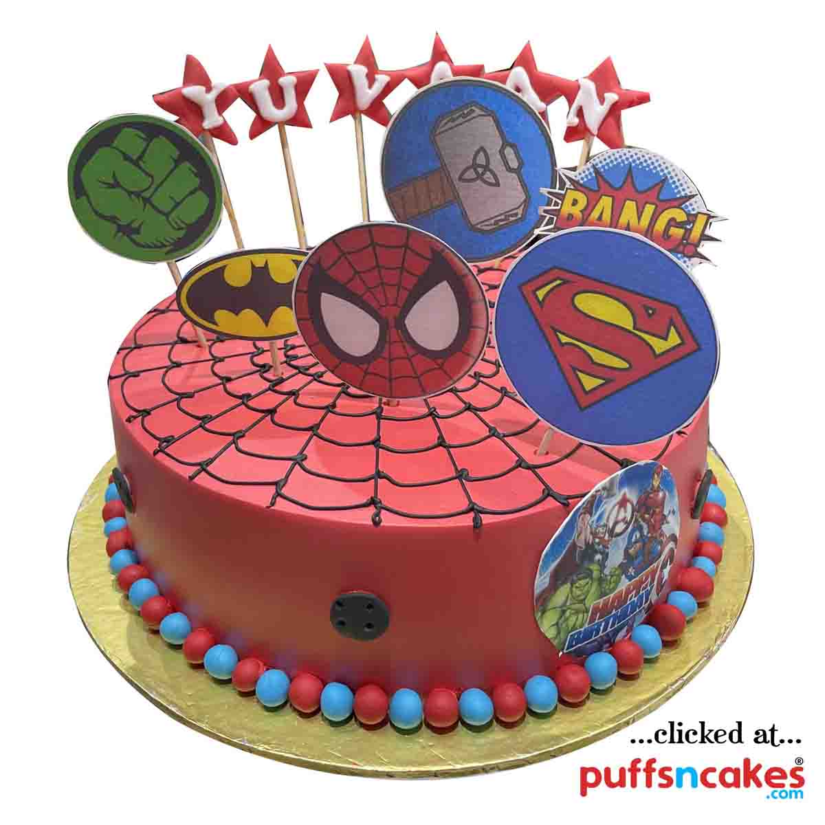 (2127) Avengers Superheroes Tags Theme Cream Cake